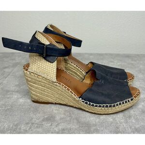 gentle souls Navy Espadrille Wedge Sandals